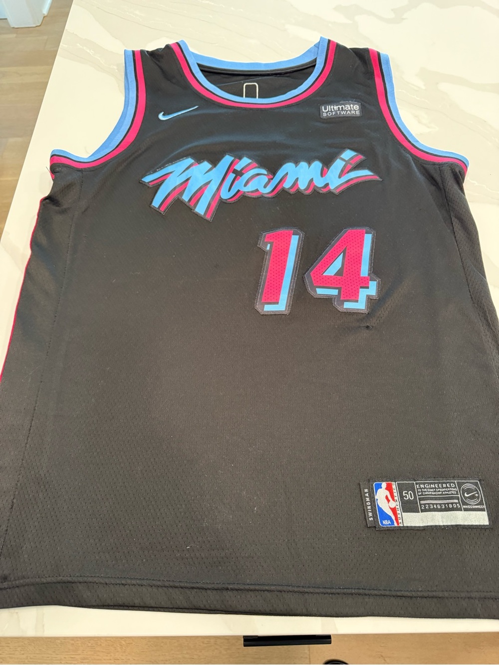 Nike Miami Heat Black Jersey with Pink and Blue Accents - #14 Tyler Herro